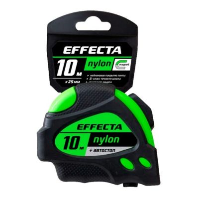 Рулетка Effecta Nylon 10м/25 мм с магнитом, автостопом, лентой нейлон 581025 в г. Владимир