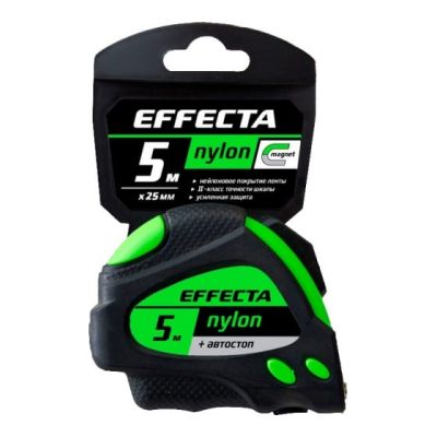 Рулетка Effecta Nylon  5м/25 мм с магнитом, автостопом, лентой нейлон 580525 в г. Владимир