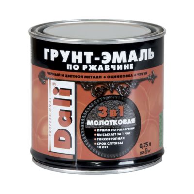 Грунт-эмаль по ржавчине DALI 3в1 молотковая коричневая 0,75л (6) Рогнеда в г. Владимир