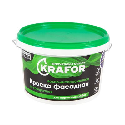 Краска В/Д фасадная 3кг (1) Krafor (салат) в г. Владимир