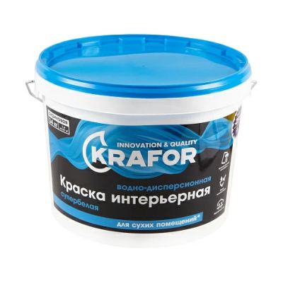 Краска В/Д интер супербелая 14кг (1) Krafor (син) в г. Владимир